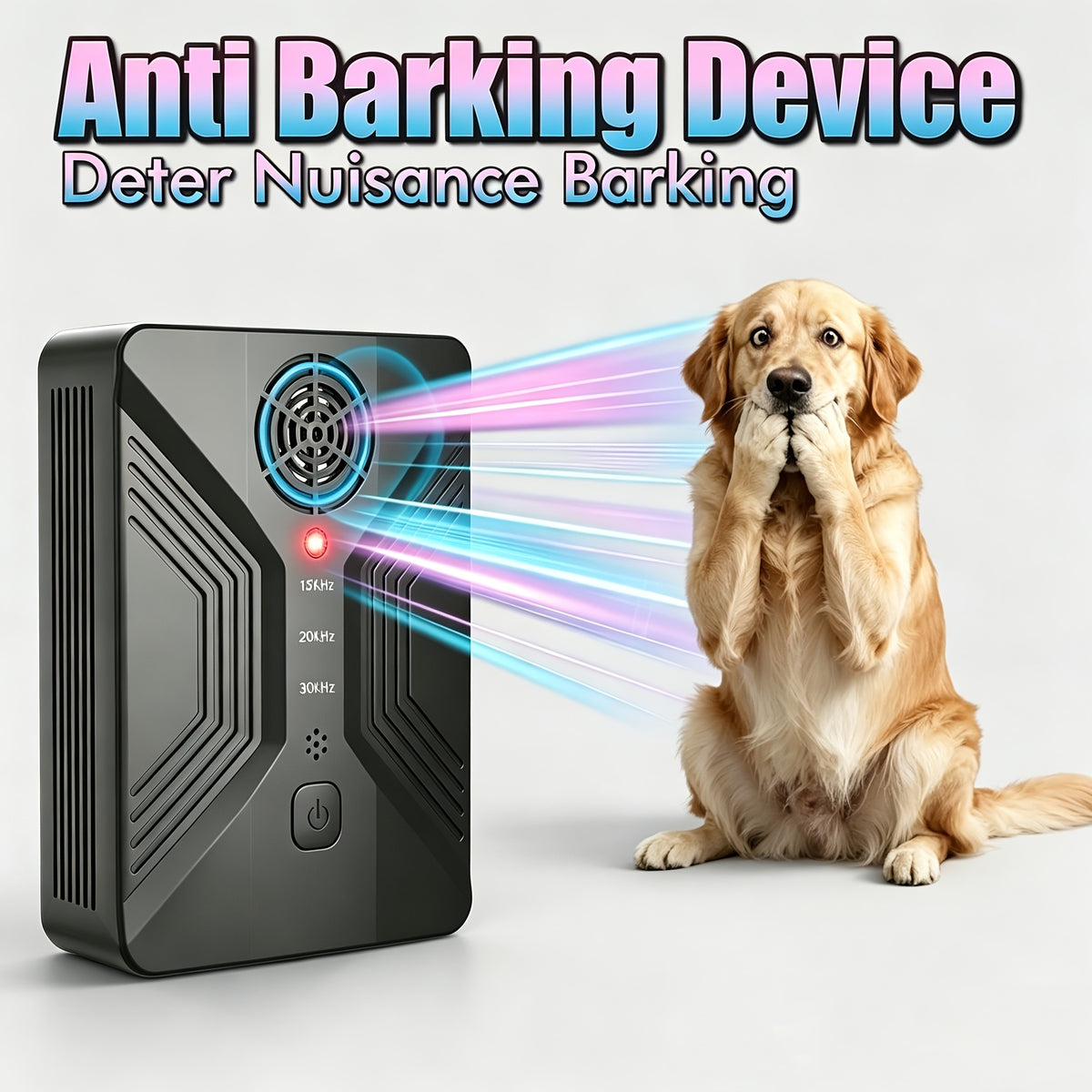 Bark Activated Dog Deterrent with 3 Ultrasonic Modes, USB Rechargeable 1500mAh Bark Control Device with Listed 50ft Range in Ivory White or Dark Gray