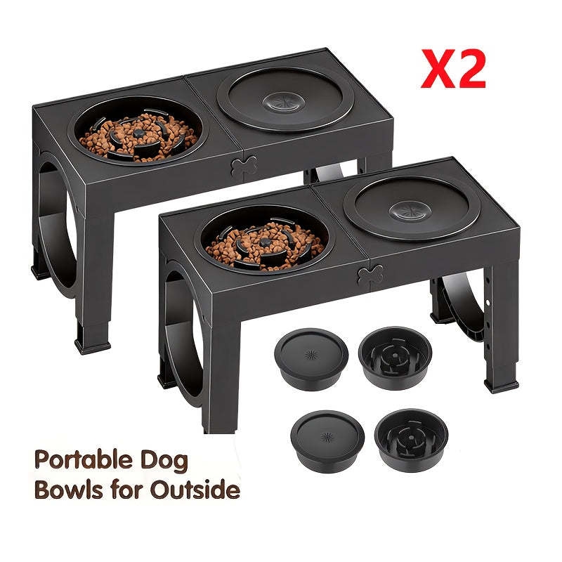 Elevated Dog Bowls Feeding Station with 9, 11, 12 and 14 Inch Adjustable Heights, Raised Food and Water Stand for Medium and Large Dogs