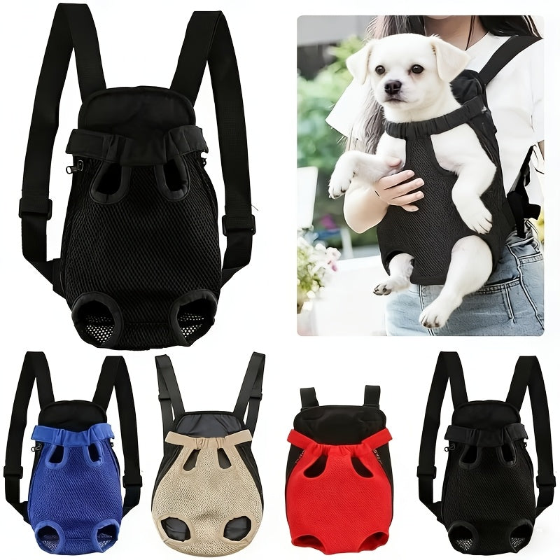 Front Chest Pet Carrier Backpack, L Size Breathable Mesh Travel Bag for Small and Medium Dogs and Cats, Lightweight Outdoor Walking Carrier