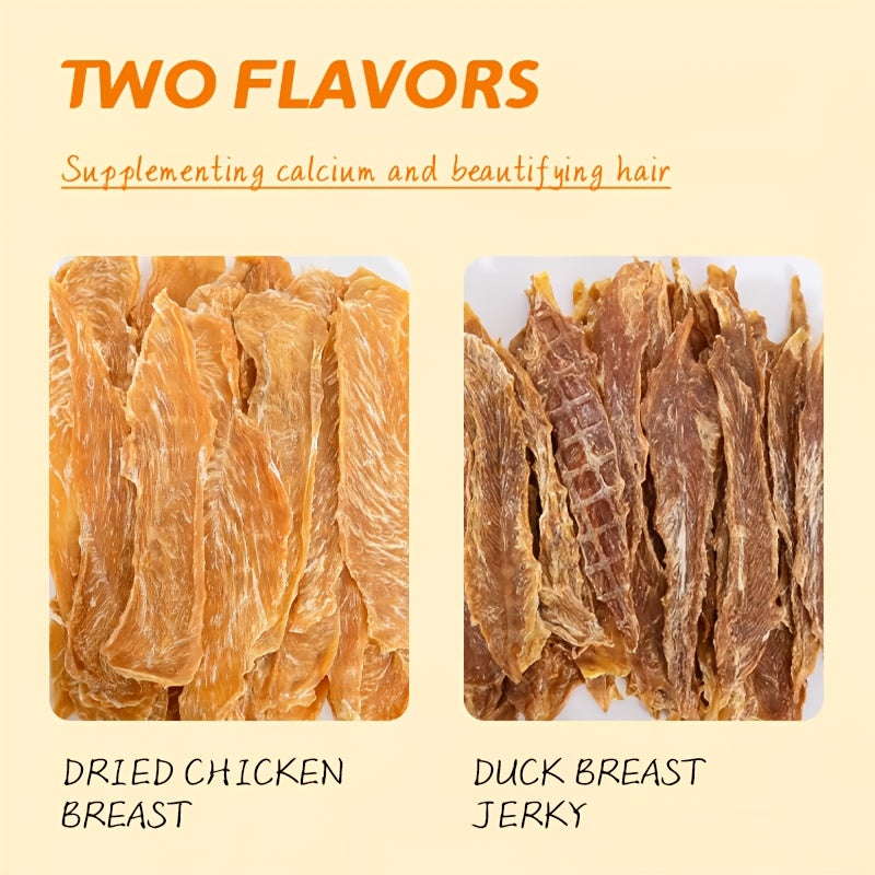 Chicken and Duck Jerky Dog Treats Mixed Pack, Air-Dried Breast Meat Strips for Supervised Training Rewards and Everyday Snack Time