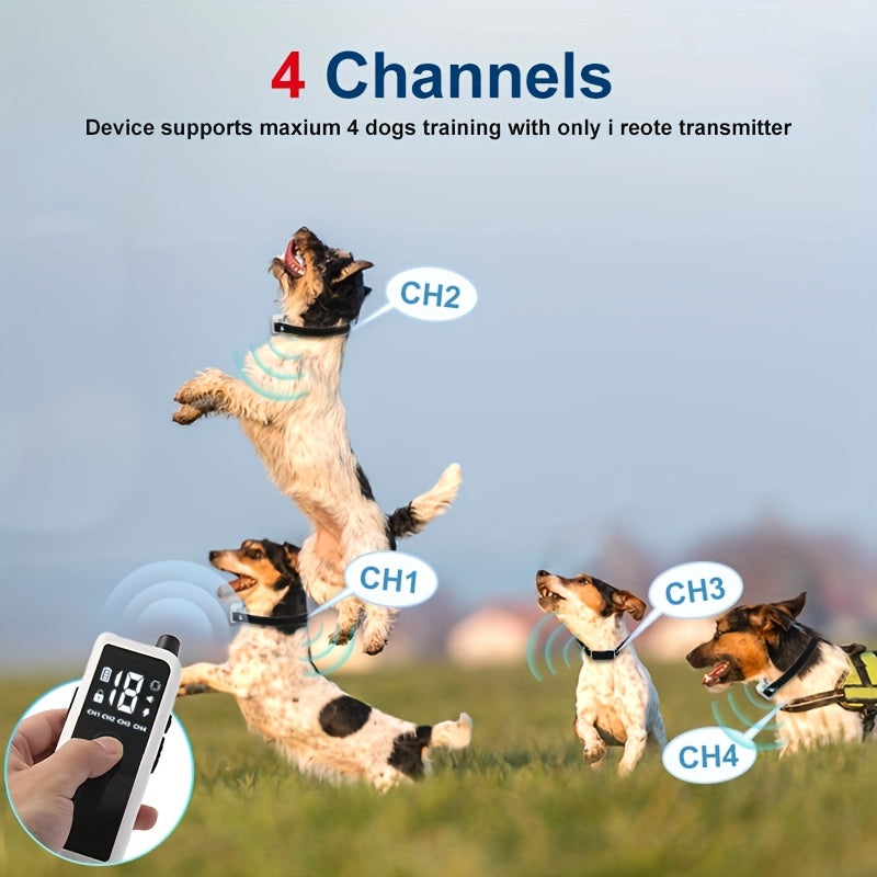 Electronic Dog Training Collar with Remote, Adjustable Nylon Strap, Beep, Vibration, Static Stimulation and Finder Light, Black or White Options
