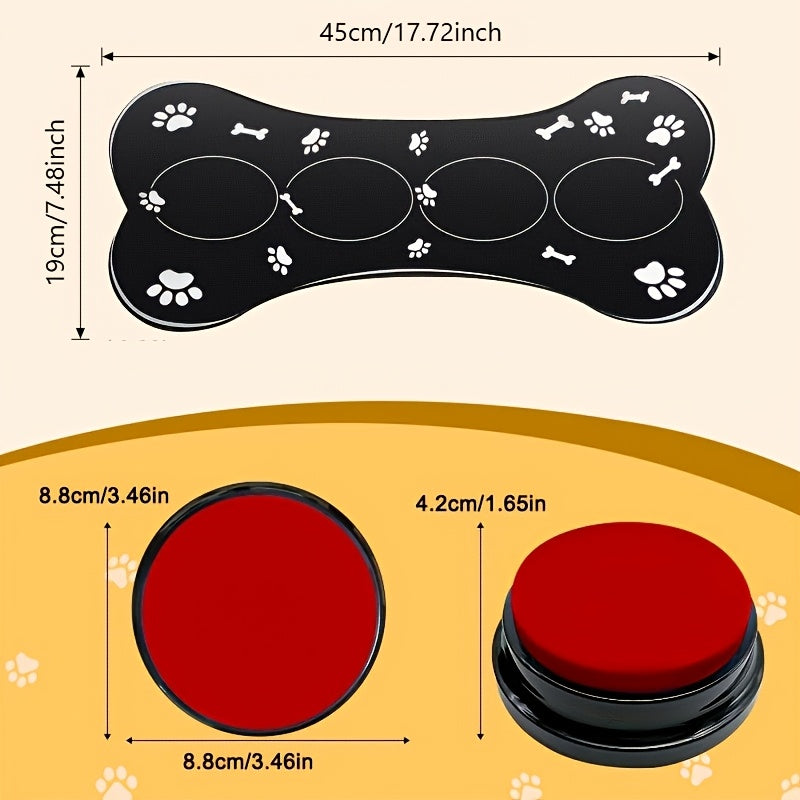 Dog Communication Buttons with Easy-Clean Training Mat for Supervised Talking Button Practice, Model 001 or 002, Batteries Not Included
