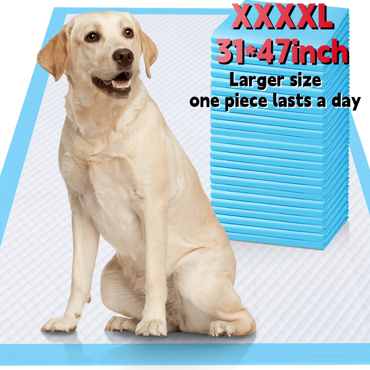 Quick-Dry Dog Pee Pads 31 x 47 Inch, 60 Count Extra Large Absorbent Puppy Potty Training Pads with Leak Protection for Housebreaking and Crate Use