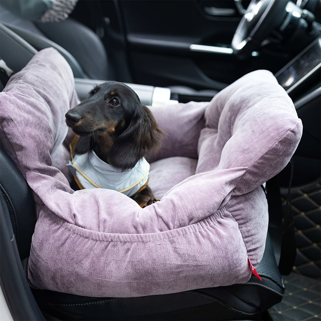 Dog Car Seat Carrier with Handheld and Shoulder Carry Options, Travel Booster Bag for Dogs and Cats with Listed Harness, Seven Color and Style Choices