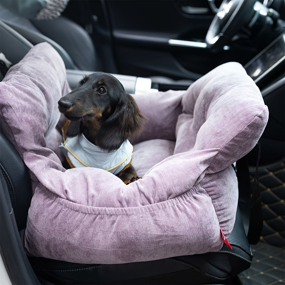 Dog Car Seat Carrier with Handheld and Shoulder Carry Options, Travel Booster Bag for Dogs and Cats with Listed Harness, Seven Color and Style Choices