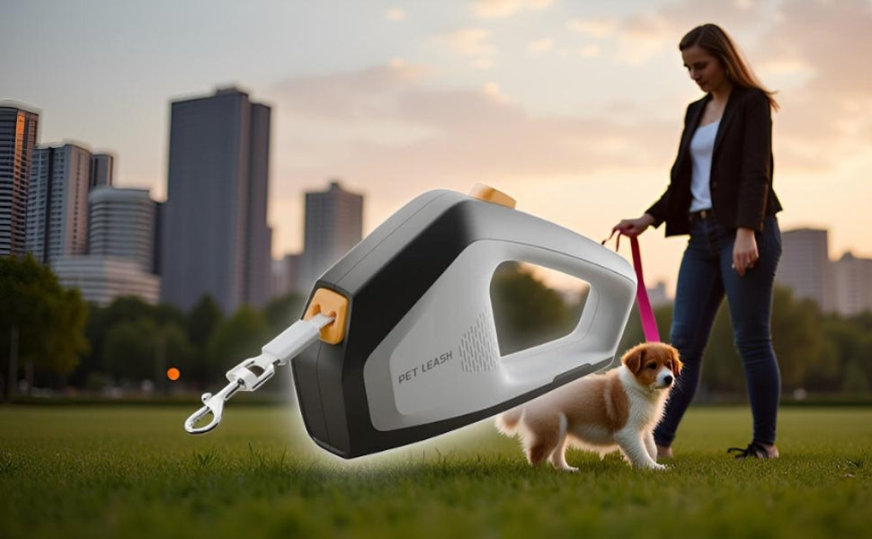 Heavy Duty Retractable Dog Leash for Large Dogs up to 110 lbs, Durable Nylon Walking Lead with One-Hand Brake, Pause and Lock Control