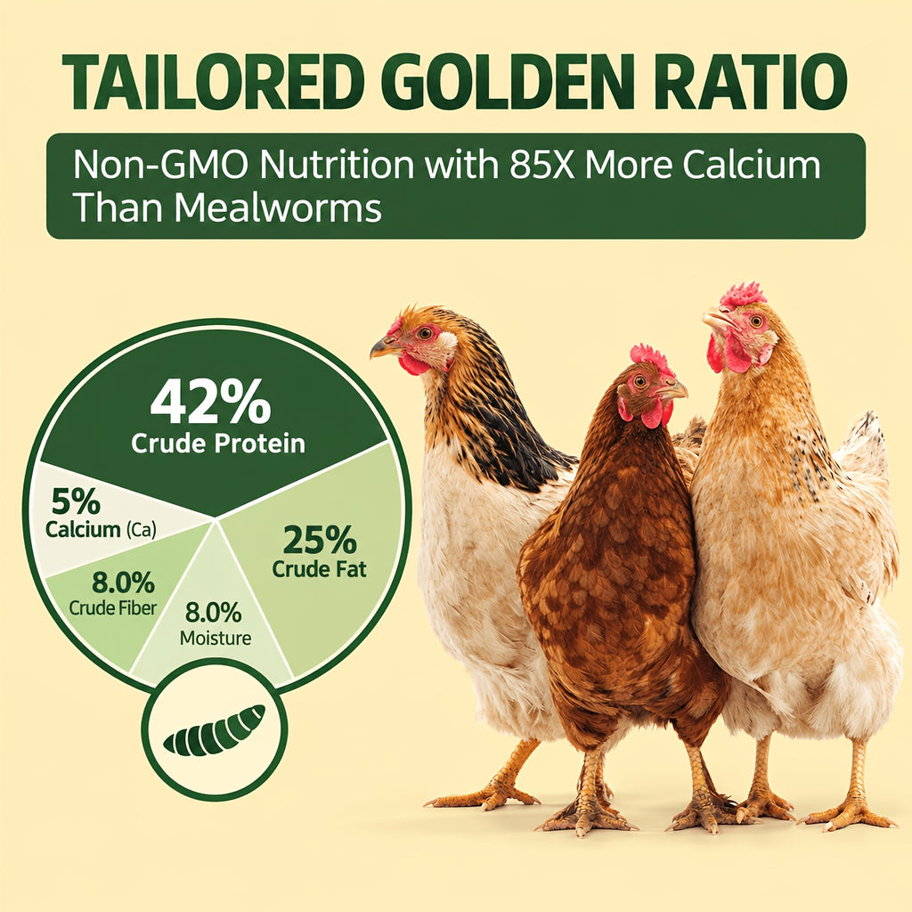 Black Soldier Fly Larvae for Chickens, Dried Insect Treats with 43% Protein and 6% Calcium for Backyard Hens, Ducks and Quail, 2 5 or 10 lb