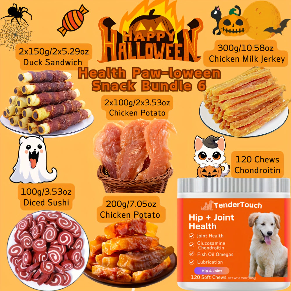 Halloween Dog Treat Bundle 1100g, Paw-loween Chicken and Duck Snack Assortments with Eight Bundle Options for Seasonal Gifts and Supervised Rewards