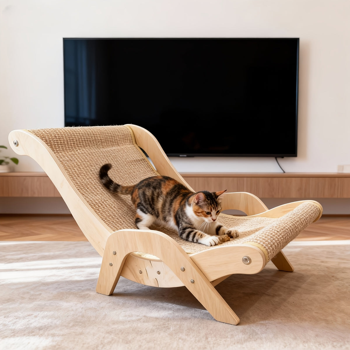 Cat Scratcher Sofa Lounger, Integrated Cat Scratching Board and Lounge Chair for Indoor Scratching, Stretching and Rest, Large or Small