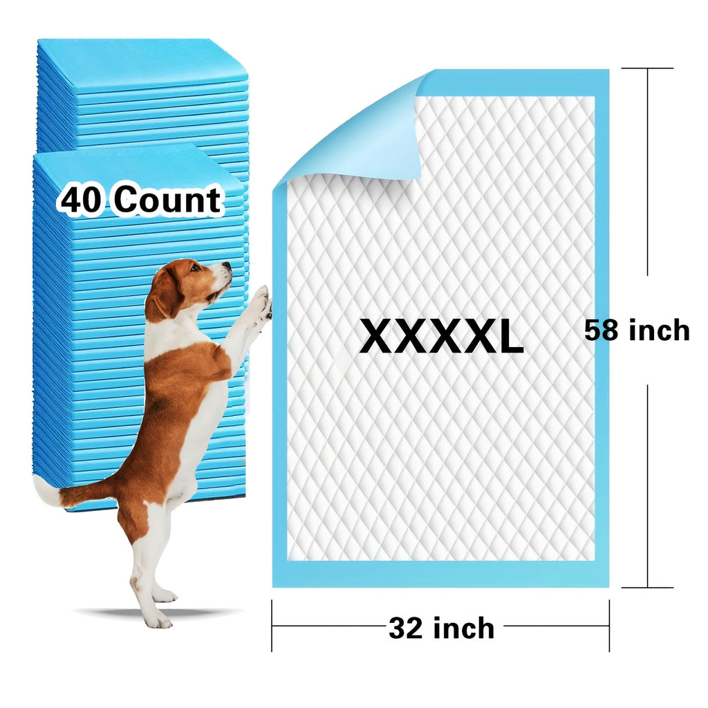58 x 32 Inch Dog Pee Pads 40 Count, Extra Large Disposable Absorbent Puppy Potty Training Mats for Dogs and Cats, Crates and Couch Protection