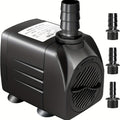 Submersible Water Pump 30W with 3 Nozzle Adapters, Adjustable Flow Black Aquarium and Fountain Pump for Fish Tanks, Ponds and Hydroponic Setups