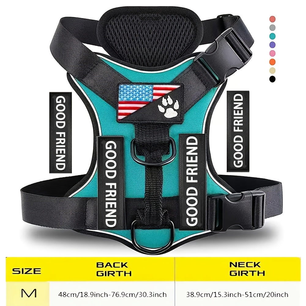 Service Dog Harness with 5 Removable Patches, Reflective Adjustable Soft Oxford Dog Vest with Inner Mesh Layer and ID System for Small Medium Large Dogs, Public Access and Mobility Aid Vest for Walking