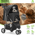 Pet Stroller with Storage Basket and Cup Holder, Magshion Three-Wheel Foldable Pushchair for Small and Medium Dogs and Cats, 14 Color and Pattern Options