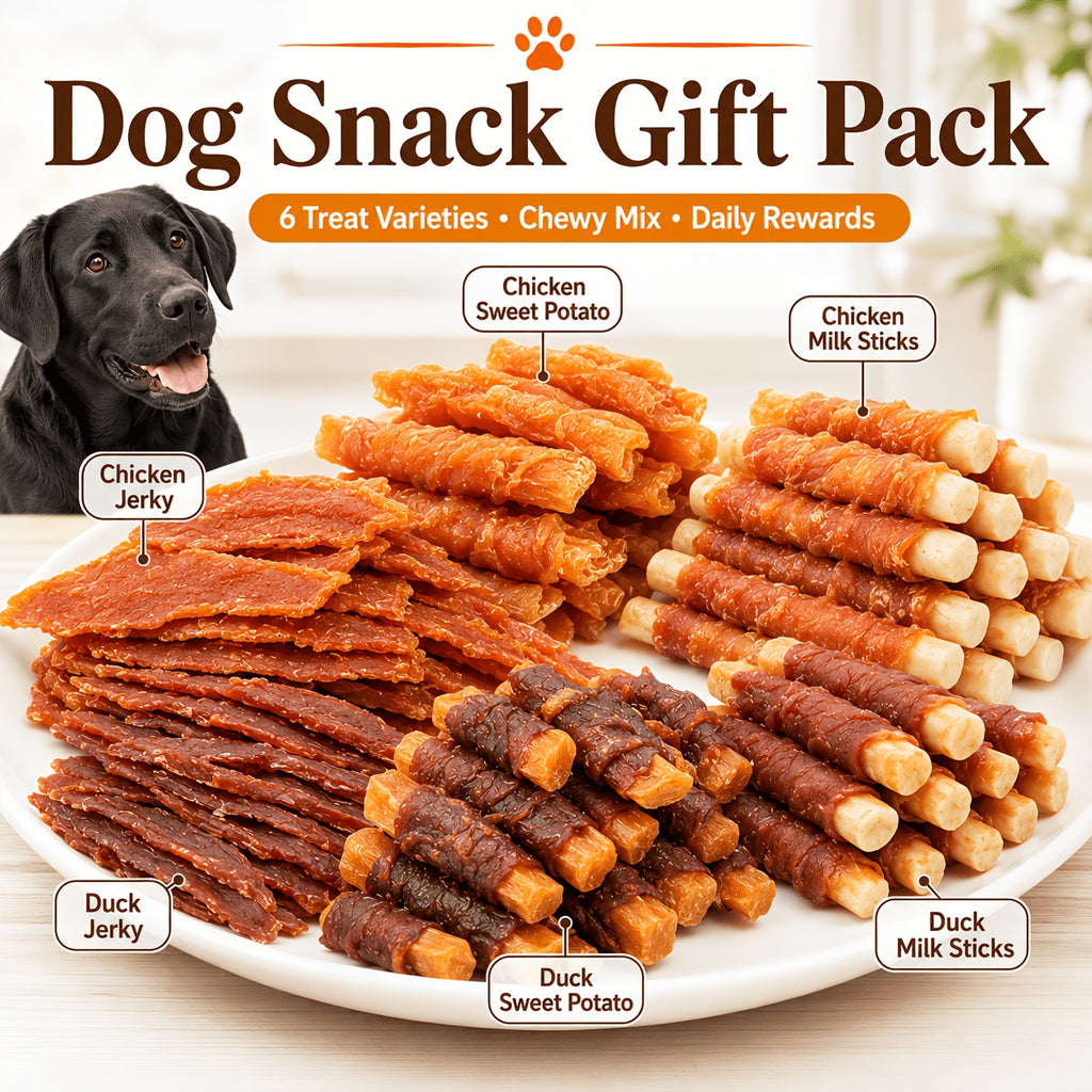 Dog Treat Flavor Selection with Chicken and Duck Jerky Options, Mixed Flavor Snacks for Supervised Training Rewards, Daily Treat Time and Dog Gift Baskets