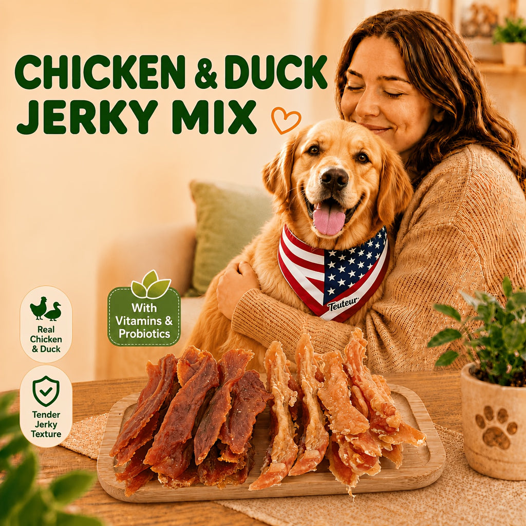 Air-Dried Dog Jerky Treats, Chicken and Duck Mixed Packs or Duck Sample Strips for Supervised Training Rewards, Walks and Everyday Snacks