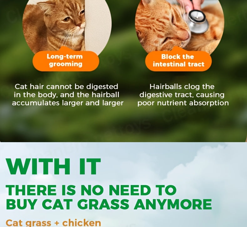 Cat Snack Pellets and Biscuits, 150g Cat Grass Pellets or Mixed Flavor Cat Biscuits and 155g Green Square Mint Granules for Supervised Treat Time