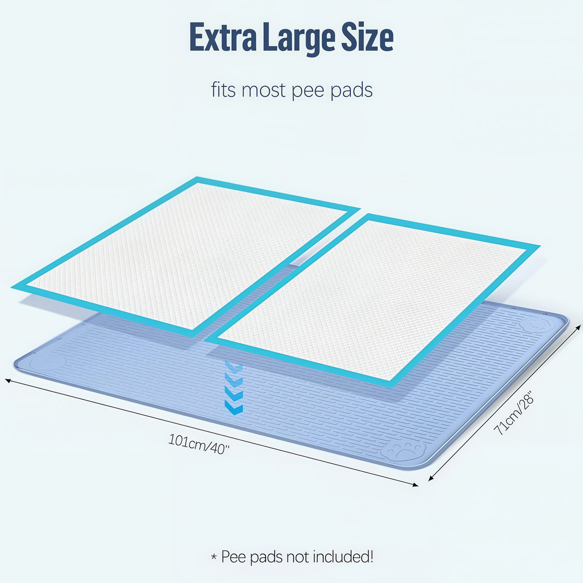 Silicone Pee Pad Holder for Dogs, Bartuke Washable Raised-Edge Training Pad Tray with Non-Slip Surface for Indoor Potty Routines, Pads Not Included
