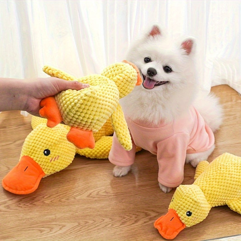 Plush Duck Dog Toy with Squeaker, Big Yellow Duck Soft Animal Toy for Supervised Interactive Games, Indoor Play and Dog Gift Baskets