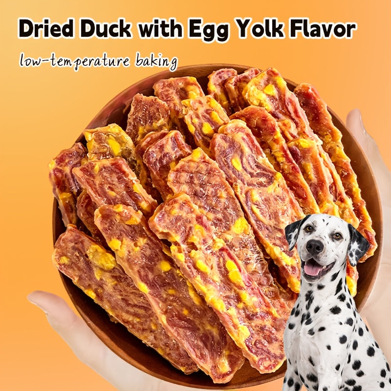 Duck Breast and Egg Yolk Dog Treats, Jerky Slices for Supervised Training Rewards, Everyday Snack Time and Small, Medium or Large Dogs
