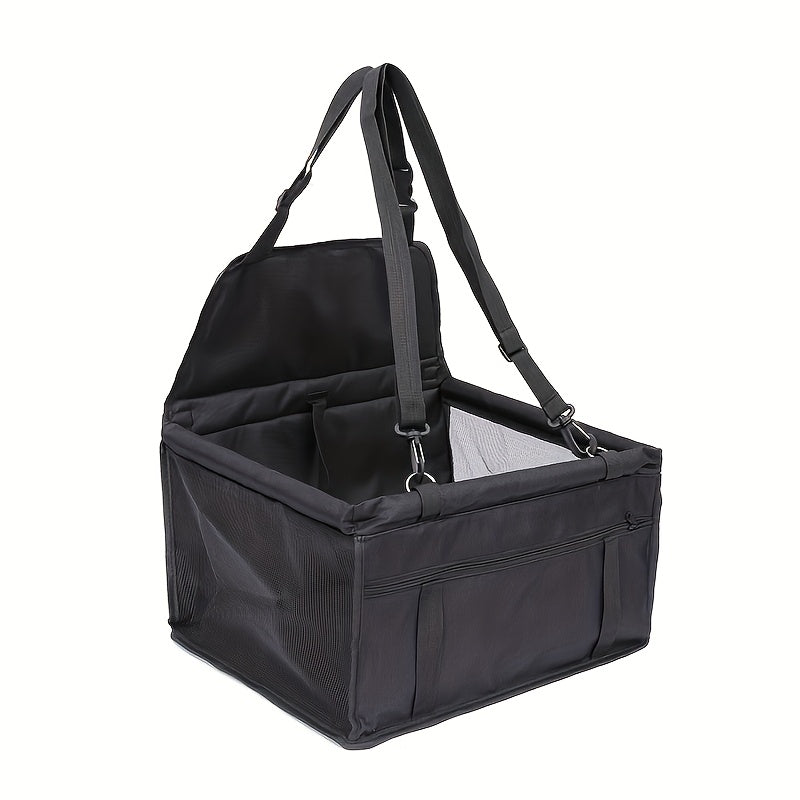 Foldable Dog Car Seat Bag with Mesh Sides and Front Storage Pocket, Portable Travel Carrier for Small Dogs, Cats and Puppies