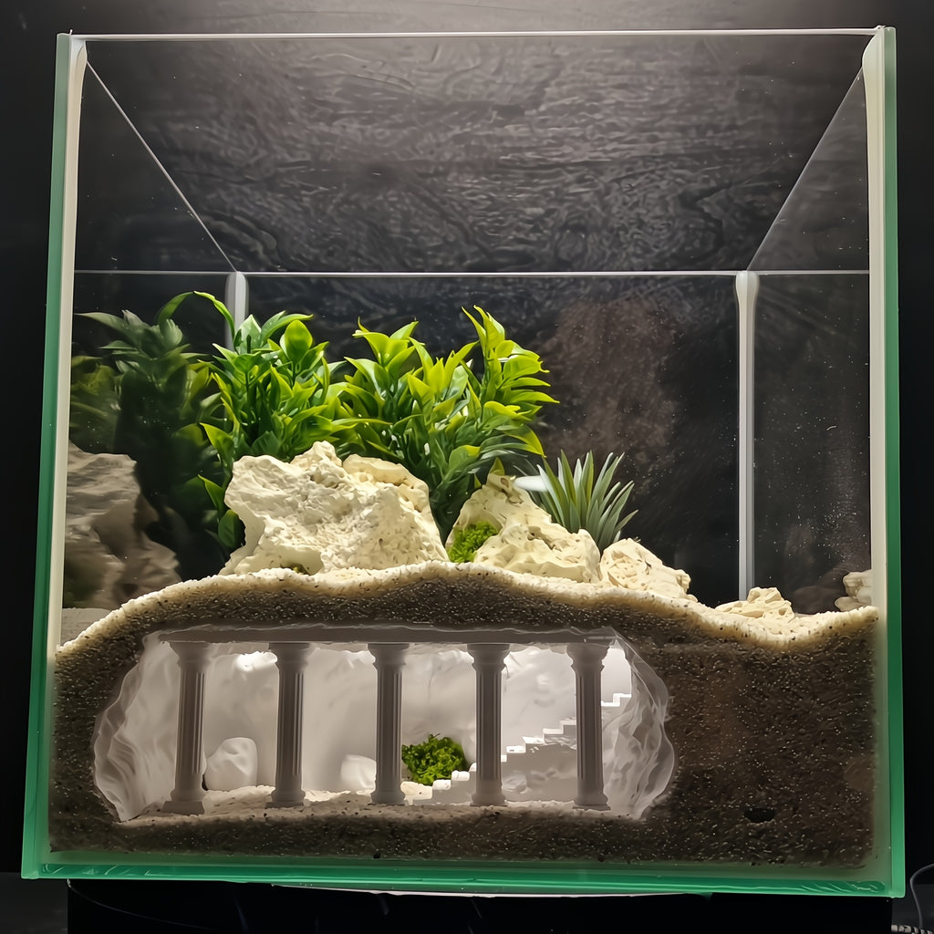 Aquarium Castle Decoration with Betta Hideout Caves, White PLA Palace Ornament for Fish Tank Aquascaping and Fish Enthusiast Gifts