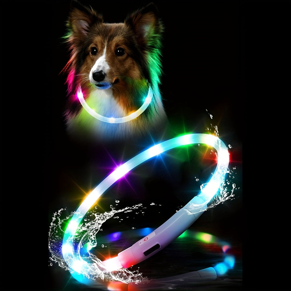 Rechargeable LED Dog Collar with Cut-to-Fit Glow Tube, 3-Mode Light Up Neck Ring for Night Walking and Running, Single and Multi-Pack Color Options