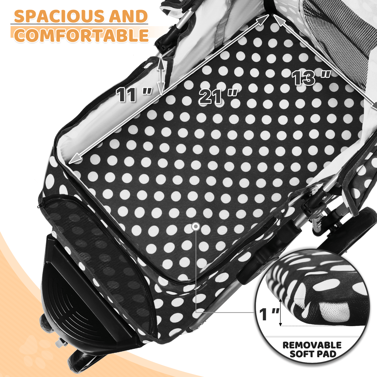 Pet Stroller with Storage Basket and Cup Holder, Magshion Three-Wheel Foldable Pushchair for Small and Medium Dogs and Cats, 14 Color and Pattern Options