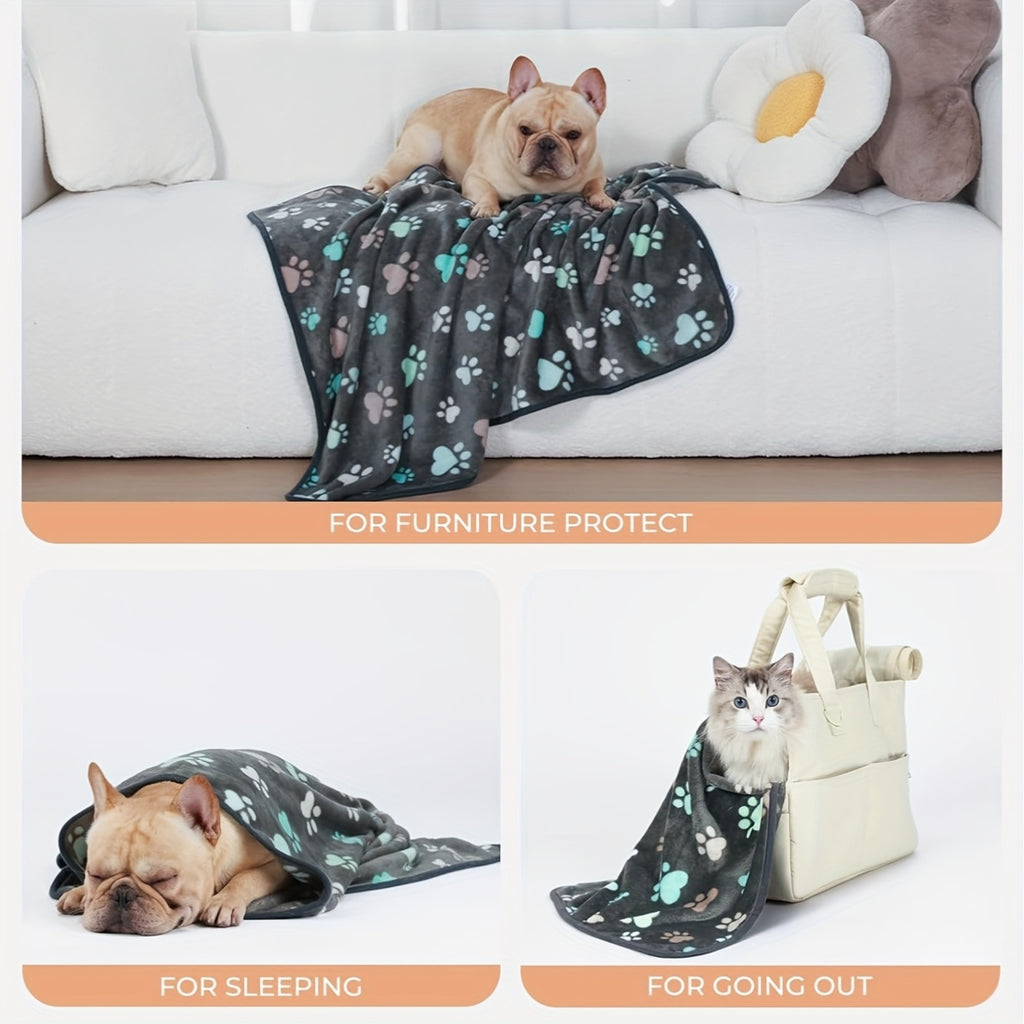 Paw Print Dog Blankets 6 Pack, Soft Fluffy Fleece Pet Throws for Dogs and Cats, Cozy Bedding Layers in 30 x 20 or 41 x 31 Inch Options