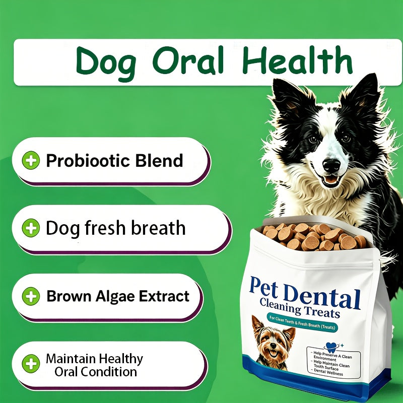 Dog Dental Care Treats with Listed Lactobacillus Helveticus, Bifidobacterium Longum, Brown Algae and Spinach Powder, 1 or 2 Unit Options