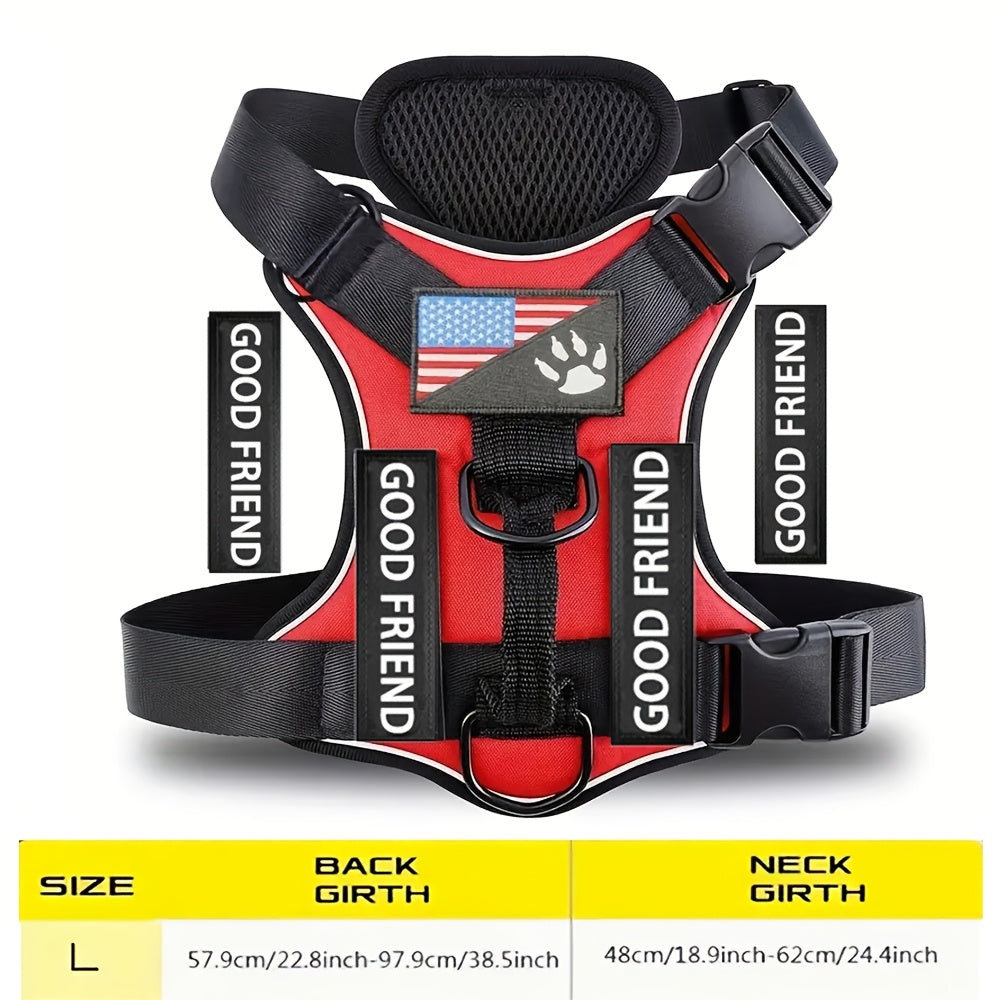 Service Dog Harness with 5 Removable Patches, Reflective Adjustable Soft Oxford Dog Vest with Inner Mesh Layer and ID System for Small Medium Large Dogs, Public Access and Mobility Aid Vest for Walking