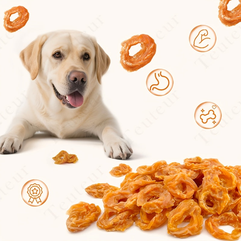 Chicken Jerky Rings for Dogs, 120g Rawhide-Free Grain-Free Chicken Breast Dog Treats for Supervised Training Rewards and Everyday Chewy Snacks