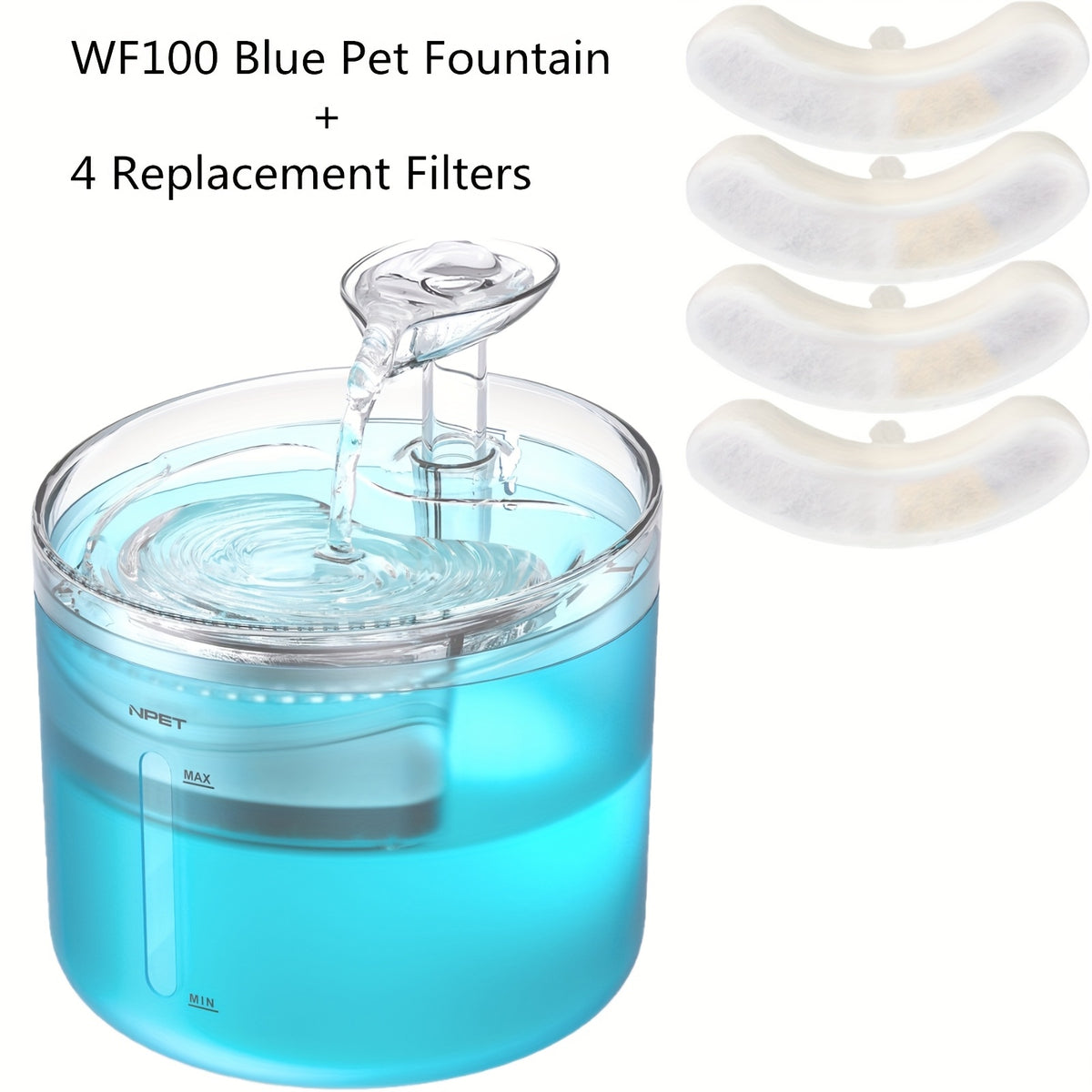 Cat Water Fountain with LED Light, 54oz 1.6L Quiet Triple-Filtered Pet Drinking Dispenser with 200ml Emergency Lid for Indoor Cats and Small Dogs