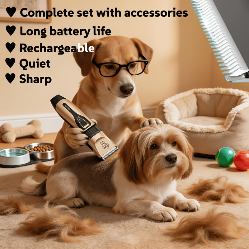 Pet Grooming Trimmer and Scissors Kit for Dogs and Cats, At-Home Hair Clipping Set with Curved Scissors Options for Small Dog and Puppy Coat Care