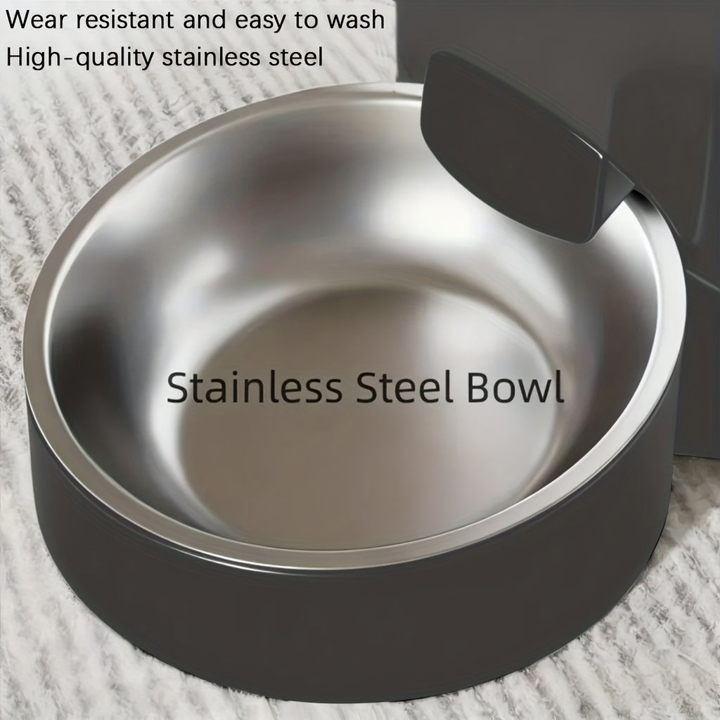 Dual Bowl Automatic Cat Feeder 3L, Button-Control Timed Food Dispenser with 1-6 Daily Feedings and 1-12 Portions per Meal, White for Cats and Dogs