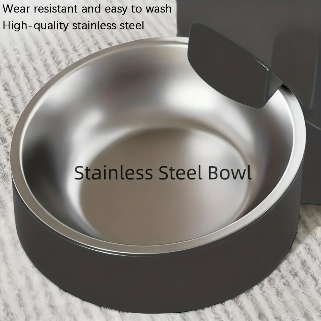 Dual Bowl Automatic Cat Feeder 3L, Button-Control Timed Food Dispenser with 1-6 Daily Feedings and 1-12 Portions per Meal, White for Cats and Dogs