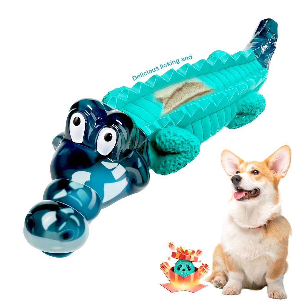 Crocodile Dog Chew Toy for Medium and Large Dogs, Milk-Flavored Textured Chewing Toy for 20–100 lb Pets, Blue and Two-Piece Set Options
