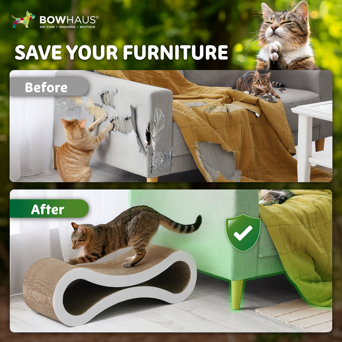 Infinity Cat Scratcher Lounger, 33.9-Inch Reversible High-Density Cardboard Scratching Bed for Indoor Cats, Five-Layer Design in Brown or White
