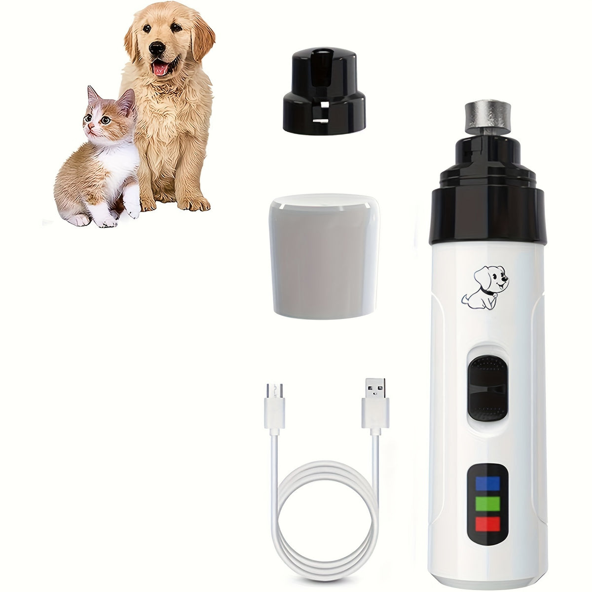 Dog Nail Smoothing Tool, Electric Pet Claw Grinder for At-Home Paw Grooming, White or Upgraded LED Screen Version for Regular Nail Care