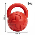 Kettlebell Squeaky Dog Toy with Loop Handle, Red Textured Vinyl Sound-Making Pet Toy for Supervised Fetch, Carry Games and Interactive Play
