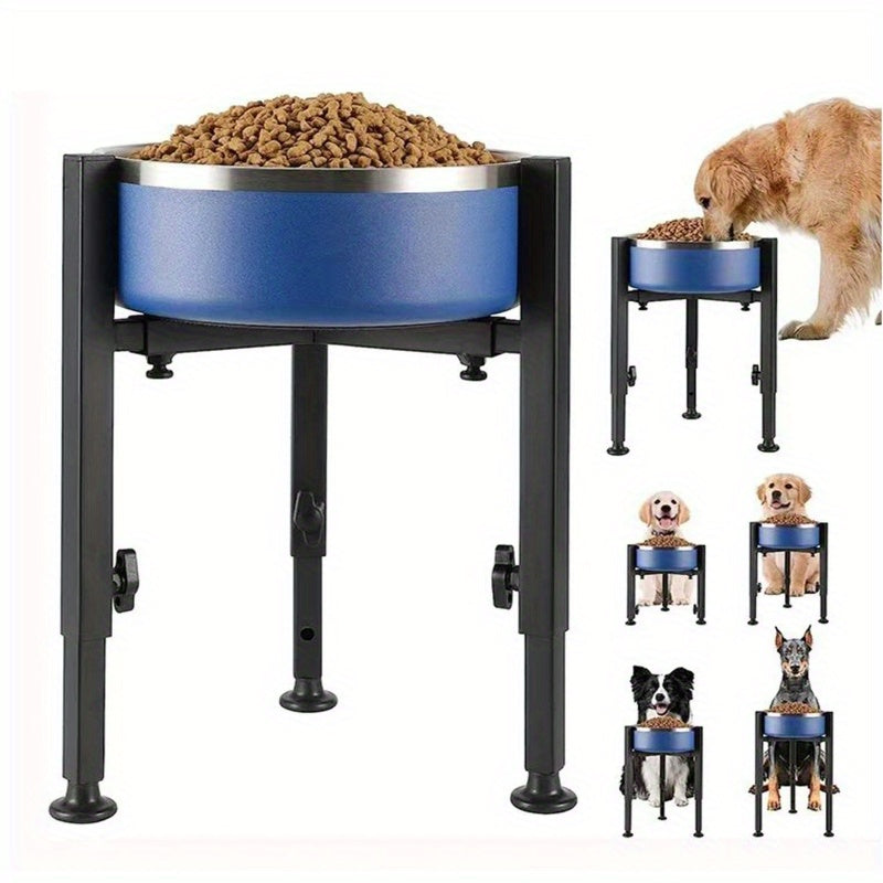 Height Adjustable Dog Bowl Stand, 8.5–14.5 Inch Metal Raised Bowl Holder for 7–11 Inch Bowls, Felt Noise-Reducing Pads for Medium and Large Dogs
