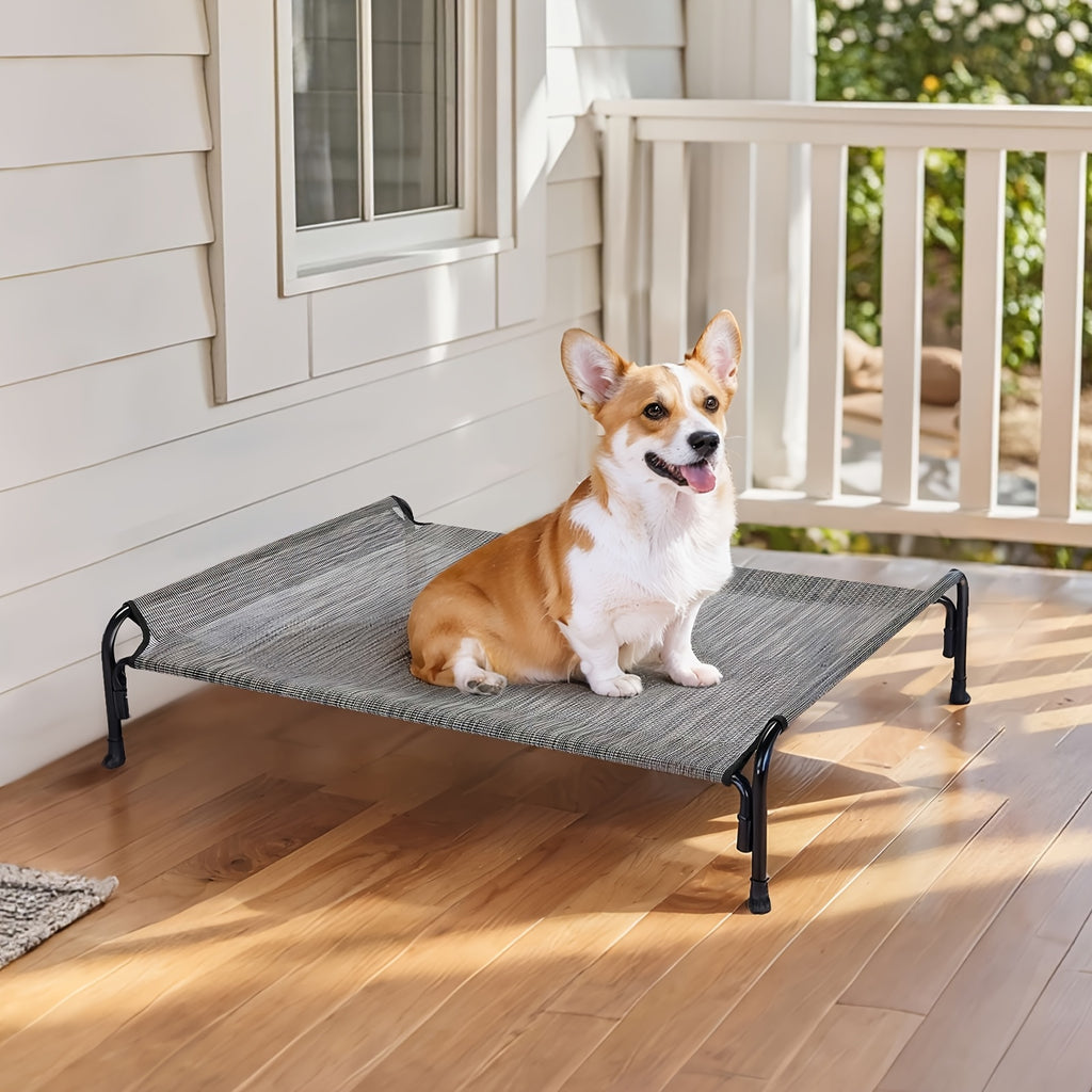 Elevated Dog Bed with Sloped Headrest, Breathable Raised Pet Cot in M to XXL Sizes for Indoor Lounging, Outdoor Rest and Camping