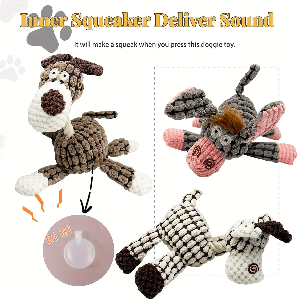 Squeaky Plush Dog Toy Assortment, 10-Piece or 4-Piece Random Animal Set for Supervised Gentle Chewing, Interactive Games and Puppy Playtime