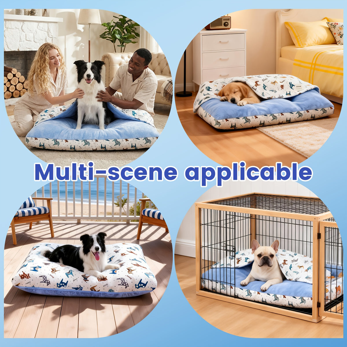 Hooded Dog Bed with Removable Washable Cover, Plush Sleeping Bag Pet Sofa for Dogs and Cats, Cozy Thickened Cushion in S to XL Sizes