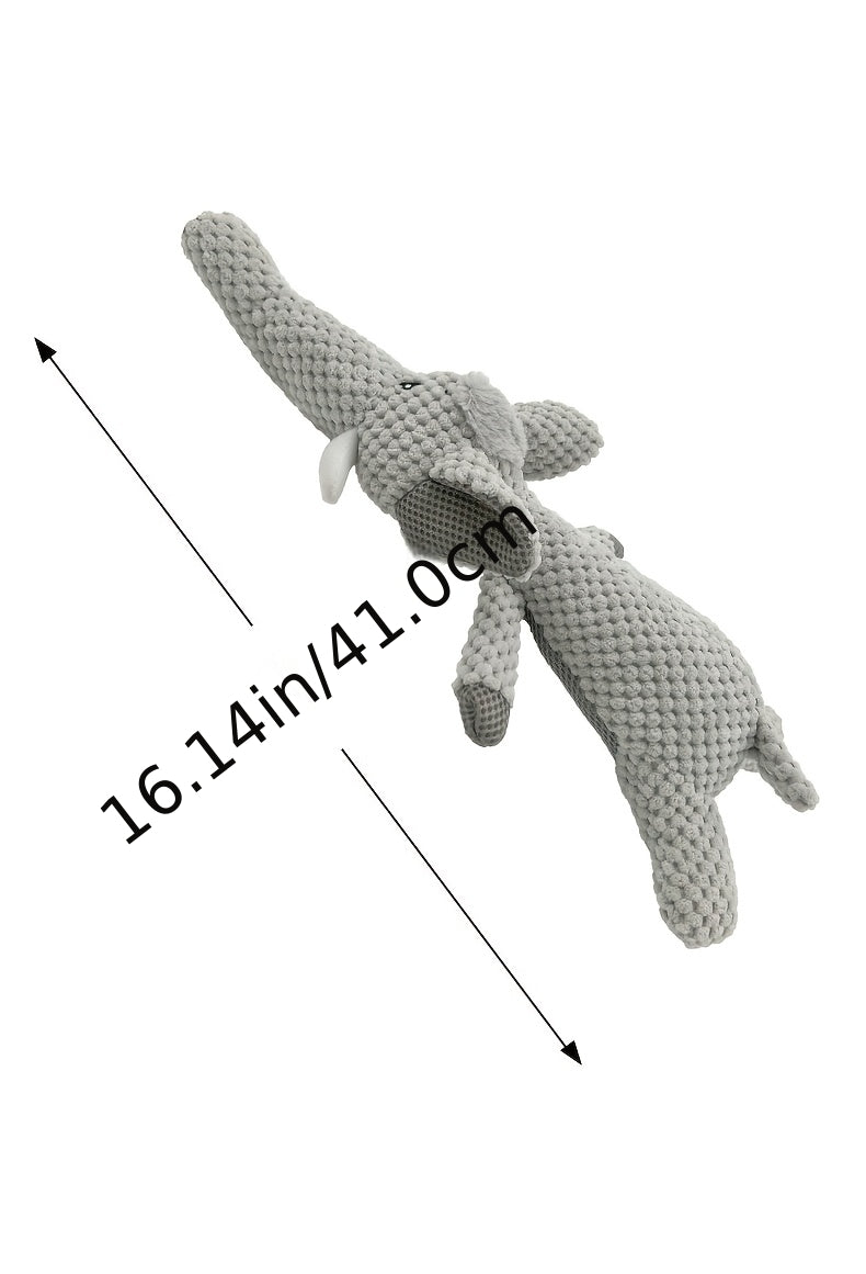 Random Animal Plush Dog Toy, One Squeaky Textured Companion for Supervised Gentle Play, Assorted Octopus, Goose, Wolf, Lion or Elephant Style
