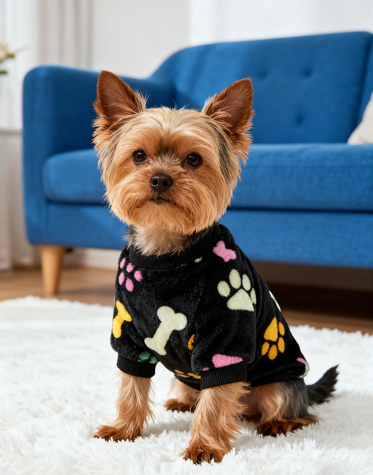 Warm Winter Dog Sweater for Small Medium Dogs, Soft Paw Print Puppy Cold Weather Outfit, Cozy Pet Apparel for Chihuahua Schnauzer Teddy Breeds, XS-XXL