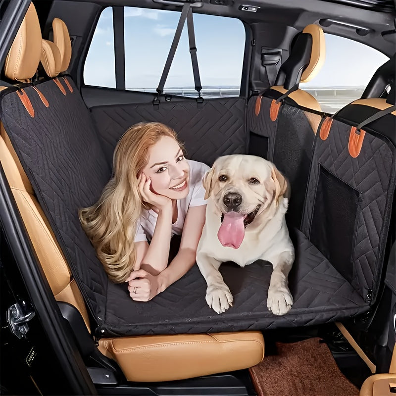 Dog Car Seat Protector with Hard Bottom, Scratch-Resistant Back Seat Extender in Black for Pet Travel in Cars, SUVs and Trucks