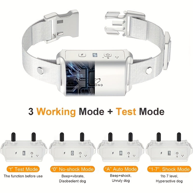 Anti Bark Collar for Dogs with 3 Sensitivity Levels, 7 Intensity Settings, Beep, Vibration and Optional Static Mode for Supervised Training