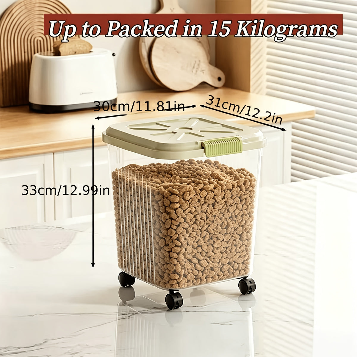 Airtight Dog Food Storage Bin with Locking Lid and Scoop, Multi-Size Dry Cat and Dog Food Container for Kitchen Pantry Organization