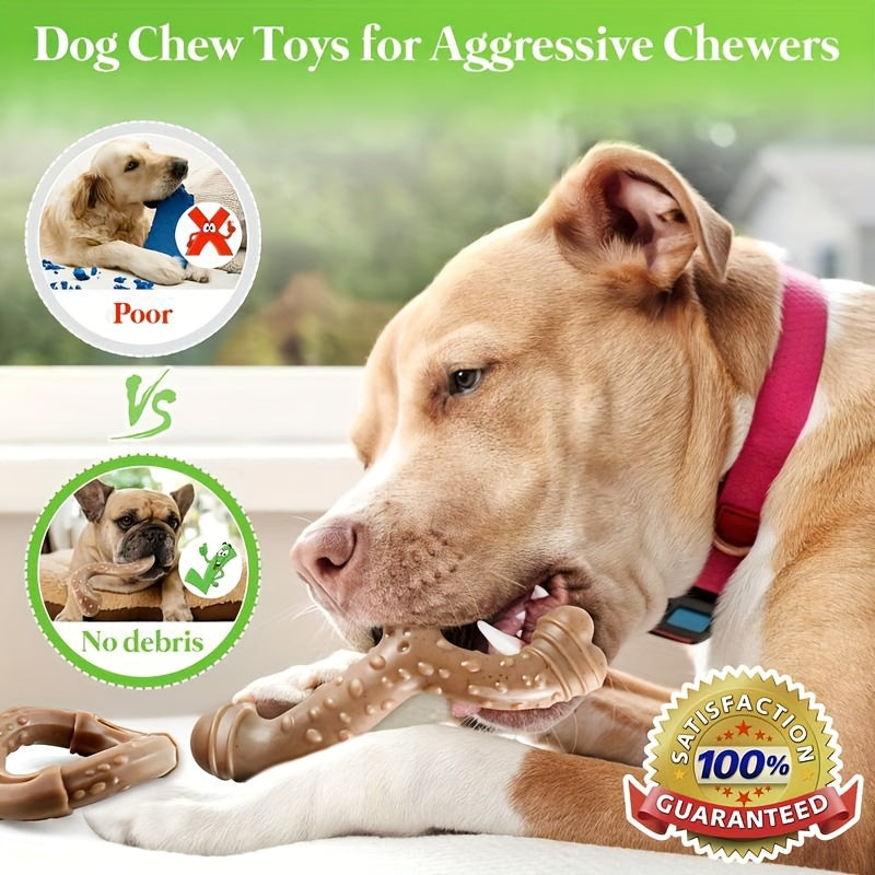 Nylon Dog Chew Toy Set of 3, Bacon-Scented Bone-Shaped Toys for Medium and Large Dogs 15–60 lbs, Tough Chewer Enrichment for Supervised Play