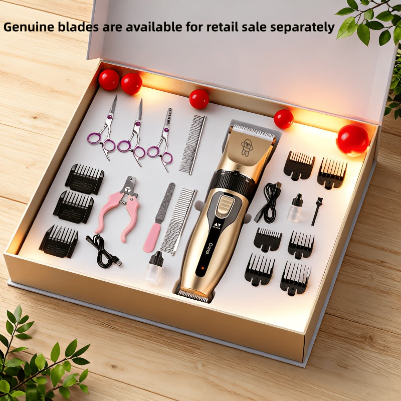 Pet Grooming Trimmer and Scissors Kit for Dogs and Cats, At-Home Hair Clipping Set with Curved Scissors Options for Small Dog and Puppy Coat Care